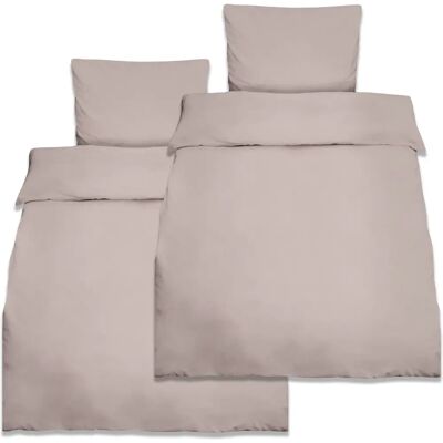 Beautissu Baumwoll-Bettwäsche-Set - Taupe - 155x220cm & 80x80cm Beautissu Baumwoll-Bettwäsche-Set - Taupe - 155x220cm & 80x80cm