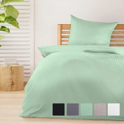 Set di Biancheria da Letto Beautissu - Seersucker Microfibra 135x200/155x220 - Traspirante & Regolatore di Temperatura Set di Biancheria da Letto Beautissu - Seersucker Microfibra 135x200/155x220 - Traspirante & Regolatore di Temperatura