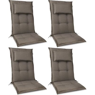 Beautissu HighLux hl - Juego de 4 Cojines para sillas de jardín con respaldo alto - Resistente a UV - 120x52cm - Taupe Beautissu HighLux hl - Juego de 4 Cojines para sillas de jardín con respaldo alto - Resistente a UV - 120x52cm - Taupe