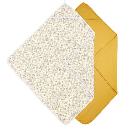Asciugamano con Cappuccio per Bambini Meyco - Miele Dorato - Confezione da 2 Asciugamano con Cappuccio per Bambini Meyco - Miele Dorato - Confezione da 2