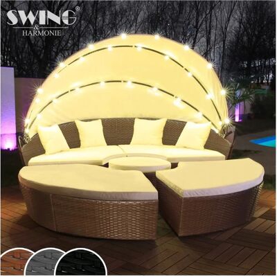 Swing & Harmonie Braun LED Rattan Sonneninsel 180cm Swing & Harmonie Braun LED Rattan Sonneninsel 180cm