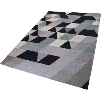 Esprit Triango Blau Grau Handgewebter Kelim Teppich - 60x110cm Esprit Triango Blau Grau Handgewebter Kelim Teppich - 60x110cm