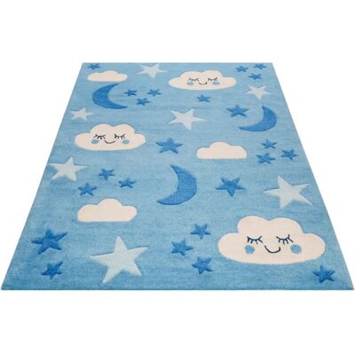 SMART KIDS LaLeLu Blauer Traum-Mond-Sterne Teppich - Kinderzimmerteppich SMART KIDS LaLeLu Blauer Traum-Mond-Sterne Teppich - Kinderzimmerteppich