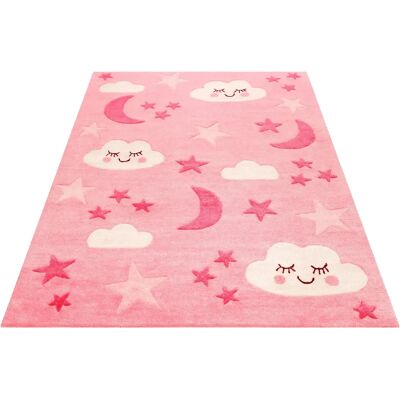SMART KIDS LaLeLu Rosa Kinderzimmerteppich mit Mond und Sternen SMART KIDS LaLeLu Rosa Kinderzimmerteppich mit Mond und Sternen