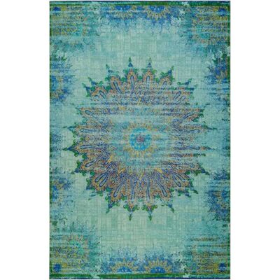 Wecon Home Blau Vintage Flacher Teppich - Teppich Wecon Home Blau Vintage Flacher Teppich - Teppich