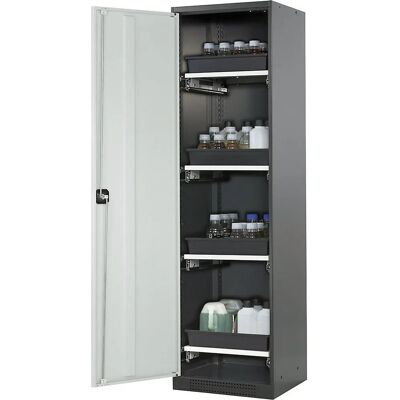 Armoire de laboratoire chimique asecos - Haute, 4 étagères, 1 porte - Gris Armoire de laboratoire chimique asecos - Haute, 4 étagères, 1 porte - Gris