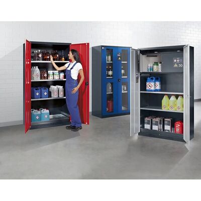 asecos Chemikalienschrank - Enziánblau, mit Sichtfenstern, Gefahrstoffbox - Chemikalienschrank asecos Chemikalienschrank - Enziánblau, mit Sichtfenstern, Gefahrstoffbox - Chemikalienschrank