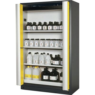 Asecos feuerfester Gefahrstoffschrank - Modell 90, Gelbe Tür Asecos feuerfester Gefahrstoffschrank - Modell 90, Gelbe Tür