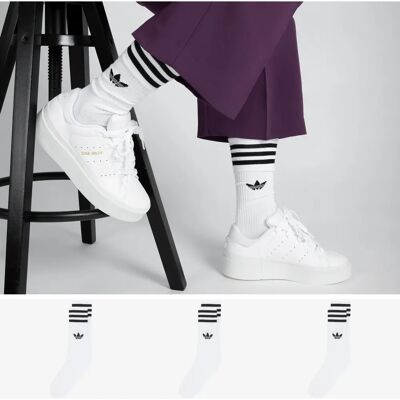 Chaussettes adidas Solid Crew - 3 Paires - Blanc Chaussettes adidas Solid Crew - 3 Paires - Blanc