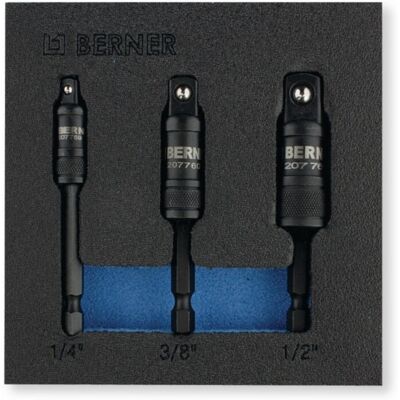 Berner 207758 Bitadapterset - 1/4" naar 1/4", 3/8", 1/2" - Set adapters Berner 207758 Bitadapterset - 1/4" naar 1/4", 3/8", 1/2" - Set adapters