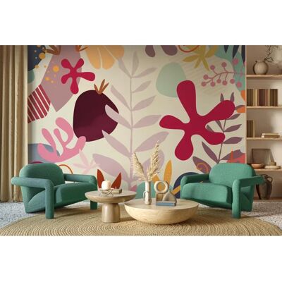 Fondo de pared no tejido Happy Corals Lila - Murales Fondo de pared no tejido Happy Corals Lila - Murales