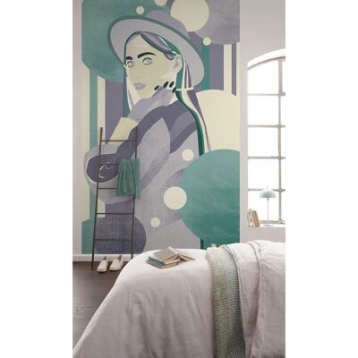 Komar Lila Frau Hut Panorama Tapete - 150x250cm Komar Lila Frau Hut Panorama Tapete - 150x250cm