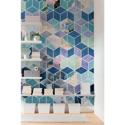 KOMAR Geometric Blue Tapete - 200x250cm - Wandbekleidung KOMAR Geometric Blue Tapete - 200x250cm - Wandbekleidung