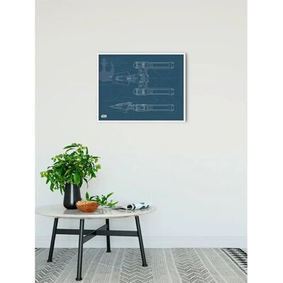 KOMAR - Star Wars Y-Wing Blueprint - blanco-negro - Poster KOMAR - Star Wars Y-Wing Blueprint - blanco-negro - Poster