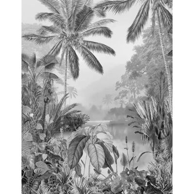 KOMAR Zwart & Wit Tropisch Behang - Wanddecoratie KOMAR Zwart & Wit Tropisch Behang - Wanddecoratie