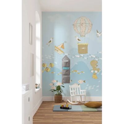 KOMAR Wavy Venture Blu Giallo Verde Carta da Parati Bambini KOMAR Wavy Venture Blu Giallo Verde Carta da Parati Bambini
