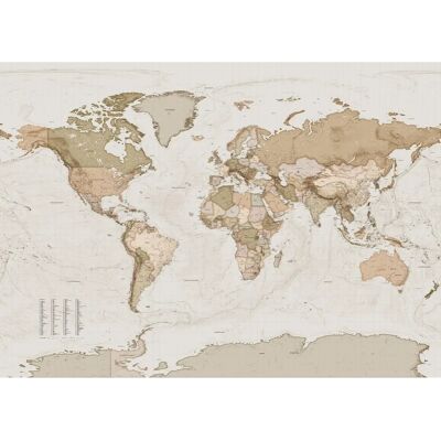 KOMAR Earth Map Wallpaper - 350x250cm - Brown & White - Wall Decor KOMAR Earth Map Wallpaper - 350x250cm - Brown & White - Wall Decor