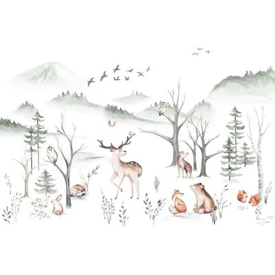 KOMAR Cozy Woods Muurbehang - Comic, Kinderen, Vlies KOMAR Cozy Woods Muurbehang - Comic, Kinderen, Vlies