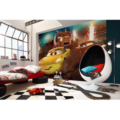KOMAR Carta da Parati Cars Dirt Track - Fumetti per Bambini KOMAR Carta da Parati Cars Dirt Track - Fumetti per Bambini
