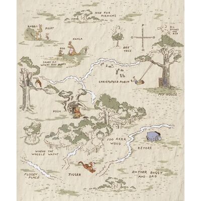 Mapa Winnie Pooh - Tapeta na ścianę - 200x240 cm Mapa Winnie Pooh - Tapeta na ścianę - 200x240 cm