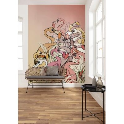 KOMAR Papel Pintado Flamencos y Lirios - 200x280cm Decoración KOMAR Papel Pintado Flamencos y Lirios - 200x280cm Decoración