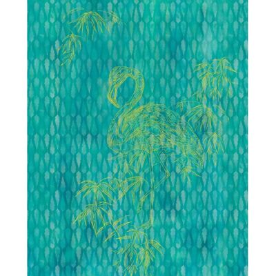Komar Blau Grün Flamenco Tapete - 200x250cm - Umweltfreundlich Komar Blau Grün Flamenco Tapete - 200x250cm - Umweltfreundlich