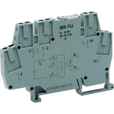 WAGO 859-744 - Módulo optoacoplador - Entrada 12-48 V, Salida 10-53 V, 4A, 2L WAGO 859-744 - Módulo optoacoplador - Entrada 12-48 V, Salida 10-53 V, 4A, 2L