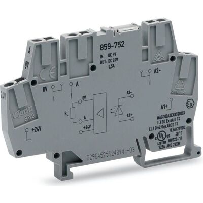 WAGO 859-752 - Módulo optoacoplador - Entrada 5V, Salida 0-24V, 0.5A, 10kHz WAGO 859-752 - Módulo optoacoplador - Entrada 5V, Salida 0-24V, 0.5A, 10kHz