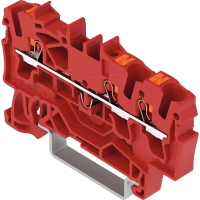 WAGO 2202-1303 - Borne de paso de 3 conductores, con pulsador, Rojo WAGO 2202-1303 - Borne de paso de 3 conductores, con pulsador, Rojo