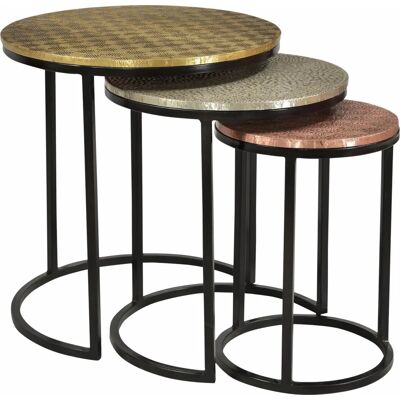 SIT Set aus 3 schwarzen orientalischen Beistelltischen - 45x45x49cm SIT Set aus 3 schwarzen orientalischen Beistelltischen - 45x45x49cm
