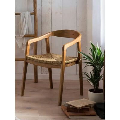 SIT Beiger Massivholztisch Rattan Stuhl - Esszimmerstuhl SIT Beiger Massivholztisch Rattan Stuhl - Esszimmerstuhl