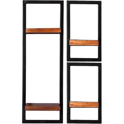 SIT Möbel Panama Wandregal-Set - 3-teilig, 50x25x75 cm, schwarz/natur - Wandregal SIT Möbel Panama Wandregal-Set - 3-teilig, 50x25x75 cm, schwarz/natur - Wandregal