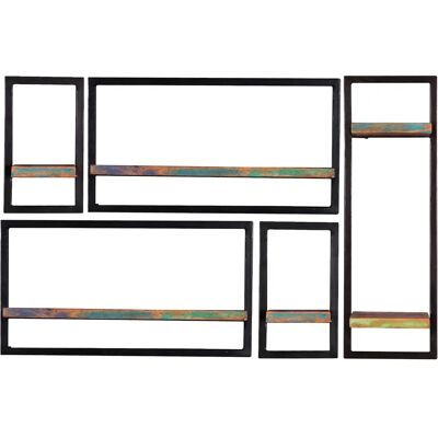 SIT Möbel Riverboat Wandregal-Set - 5-teilig, Schwarz/Bunt SIT Möbel Riverboat Wandregal-Set - 5-teilig, Schwarz/Bunt