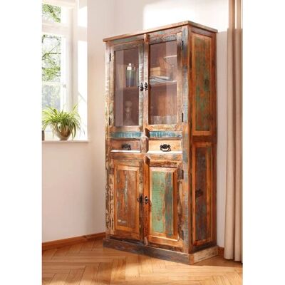 SIT RIVERBOAT Bunt Handgefertigte recycelte Fischerboot-Vitrine - 180cm SIT RIVERBOAT Bunt Handgefertigte recycelte Fischerboot-Vitrine - 180cm