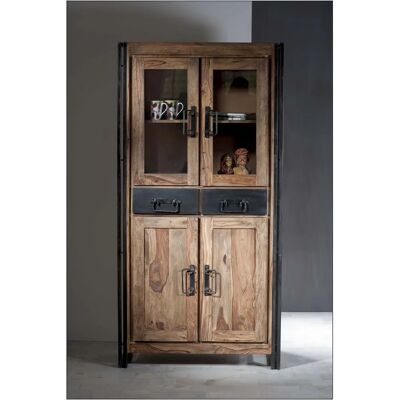 SIT Panama Vitrine - Antikschwarz/Natur - 90x40x180cm SIT Panama Vitrine - Antikschwarz/Natur - 90x40x180cm
