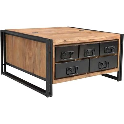 Table Basse SIT Panama - Bois Sheesham & Métal - 90x90x47cm - Publicité Table Basse SIT Panama - Bois Sheesham & Métal - 90x90x47cm - Publicité
