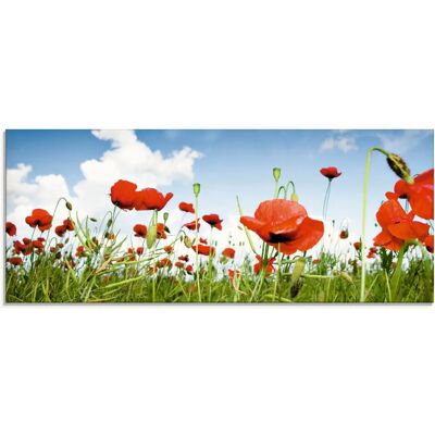 ARTLAND Mohnblumen unter Himmel Glasbild - Wanddekoration ARTLAND Mohnblumen unter Himmel Glasbild - Wanddekoration