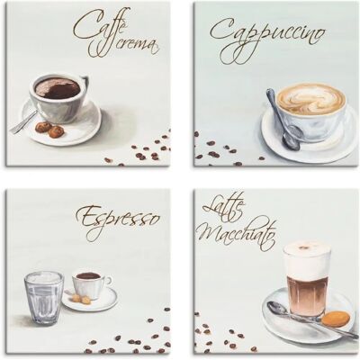 ARTLAND Cappuccino Latte Macchiato Leinwandbild - 40x40cm, 4er Set ARTLAND Cappuccino Latte Macchiato Leinwandbild - 40x40cm, 4er Set