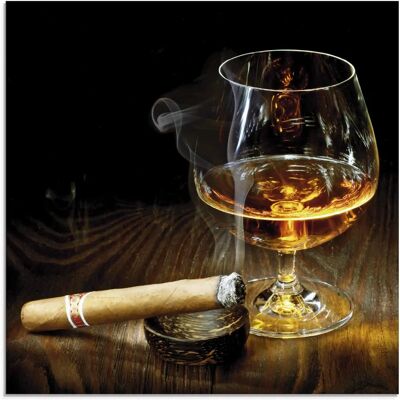 ARTland - Zigarre und Cognac - braun - Glas-Wandkunst ARTland - Zigarre und Cognac - braun - Glas-Wandkunst