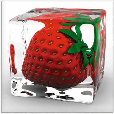 ARTland - Erdbeere in Eis - Rot - Glasbild ARTland - Erdbeere in Eis - Rot - Glasbild