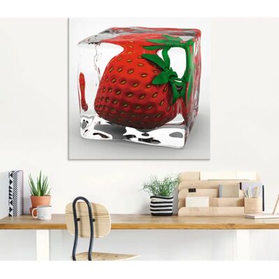 ARTland - Erdbeere in Eis - 30x30 cm - Glasbild ARTland - Erdbeere in Eis - 30x30 cm - Glasbild