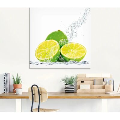 ARTLAND - Limette mit Spritzwasser - Gelb - Glasbild ARTLAND - Limette mit Spritzwasser - Gelb - Glasbild