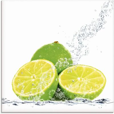 ARTland - Limette mit Spritzwasser - Yellow - Glass wall art ARTland - Limette mit Spritzwasser - Yellow - Glass wall art