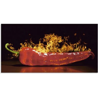 ARTLAND Roter scharfer Chilipfeffer Glasbild - Wanddekoration ARTLAND Roter scharfer Chilipfeffer Glasbild - Wanddekoration