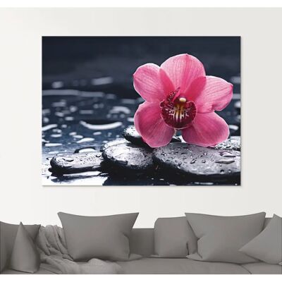 ARTLAND Stillleben mit Kiesel und einer Orchidee - Glasbild ARTLAND Stillleben mit Kiesel und einer Orchidee - Glasbild