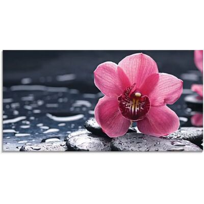 ARTLAND Glasbild - Stillleben mit Kiesel und Orchidee - Pink - Zeitgenössische Kunst ARTLAND Glasbild - Stillleben mit Kiesel und Orchidee - Pink - Zeitgenössische Kunst