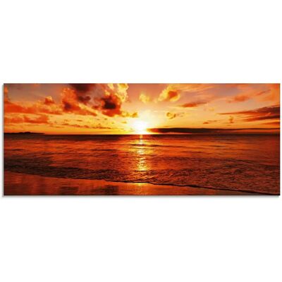 ARTLAND Sonnenuntergang Strand Glasbild - Wasser, 125x50cm ARTLAND Sonnenuntergang Strand Glasbild - Wasser, 125x50cm