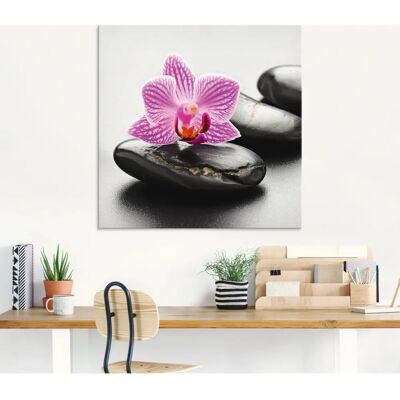 ARTLAND - Spa-Konzept Zen Steine Orchidee - 30x30 cm - Grau - Glasbild ARTLAND - Spa-Konzept Zen Steine Orchidee - 30x30 cm - Grau - Glasbild