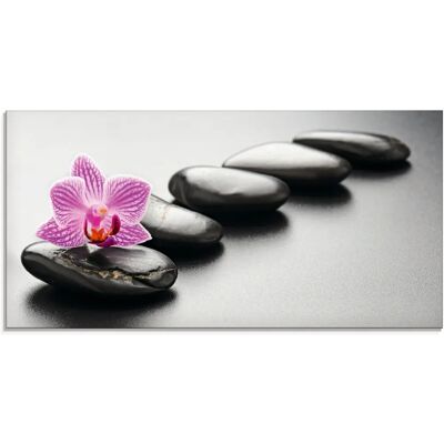 ARTLAND Glasbild - Spa-Konzept Zen Steine Orchidee ARTLAND Glasbild - Spa-Konzept Zen Steine Orchidee