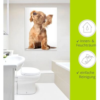 ARTLAND Junger Hund hört Musik Kopfhörer Glasbild - Wandbild ARTLAND Junger Hund hört Musik Kopfhörer Glasbild - Wandbild